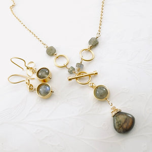 TN Natural Labradorite Orbit Earrings (Gold Vermeil)