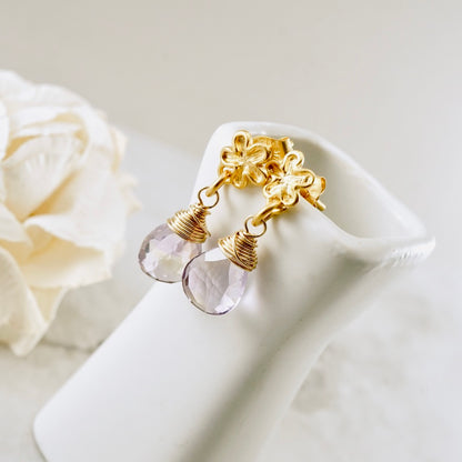 Natural Ametrine Flower Post Earrings