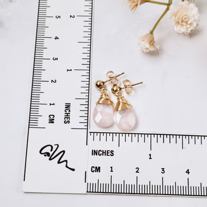 Petite Rose Quartz Drop Post Earrings