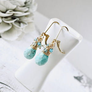 TN Natural Turquoise Faceted Drop Earrings (GF)