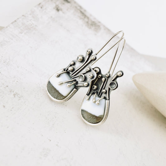 Blue Opal Flower Pot Earrings