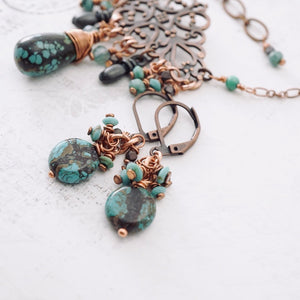 TN Aqua Terra & Turquoise Cluster Earrings (Copper)