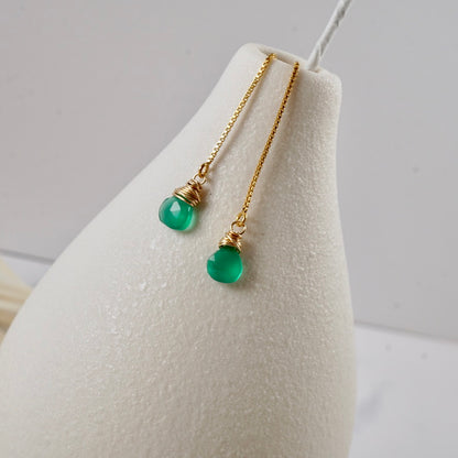 Green Onyx Threader Earrings