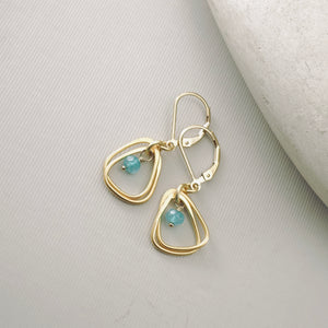 TN Rounded Triangle & Blue Jade Hoop Earrings