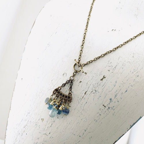 TN Blue Kyanite & London Blue Topaz Pendant (Brass)