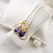 Load image into Gallery viewer, TN Lavender CZ Triangle Drop Earrings (Gold-filled)