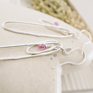 TN Elongated Double Hoop Pink Sapphire Earrings (SS)