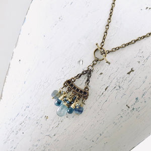 TN Blue Kyanite & London Blue Topaz Pendant (Brass)