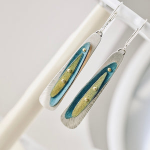 RH - Dragonfly Tapered Double Drop Earrings (Golden & Turquoise)