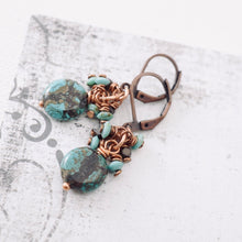 Load image into Gallery viewer, TN Aqua Terra &amp; Turquoise Cluster Earrings (Copper)