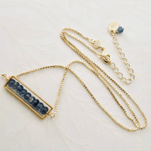 Load image into Gallery viewer, TN Blue Kyanite Long Bar Necklace (Gold-filled)