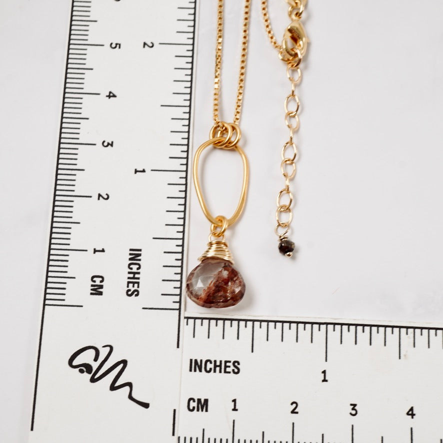 Copper Rutilated Quartz Drop Pendant