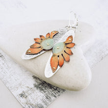 Load image into Gallery viewer, Wildflower Oval Drop Earrings (Orange &amp; Sage)