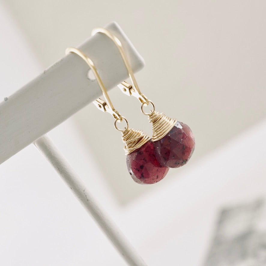 Ruby Faceted Drop Earrings