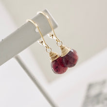 Load image into Gallery viewer, TN Ruby Faceted Drop Earrings (Gold-filled)