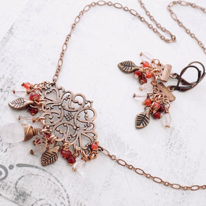 TN Petite Rose Quartz & Jade Chandelier Earrings (Copper)