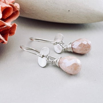 Rose Quartz Ladybug Drop Earrings