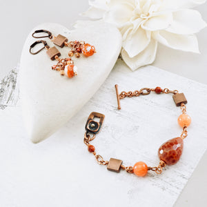 TN Agate & Sunstone Cluster Earrings (Copper)