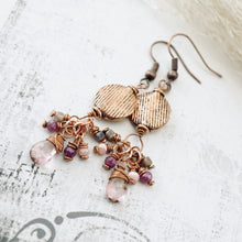 Load image into Gallery viewer, TN Pink Topaz &amp; Ruby Dangle Earrings (Copper)
