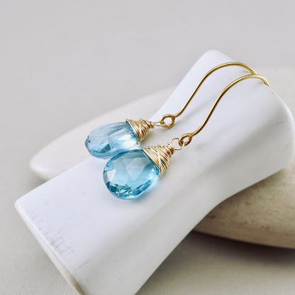 Swiss Blue Topaz Drop Earrings