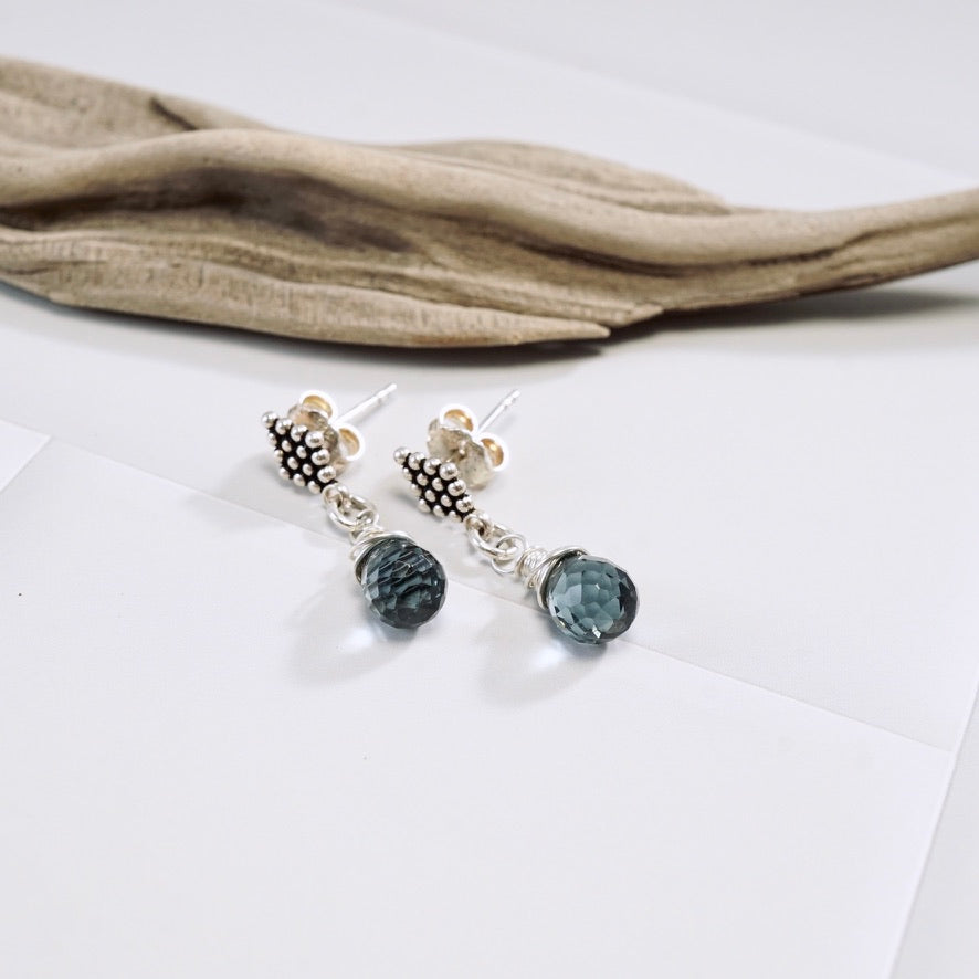 London Blue Topaz Drop Stud Earrings