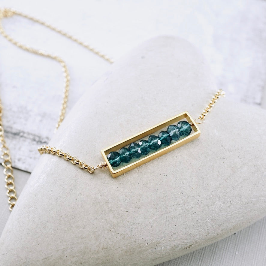 Blue Quartz Long Bar Necklace