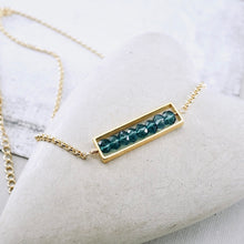 Load image into Gallery viewer, Blue Quartz Long Bar Necklace