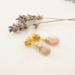 TN Rhodochrosite Flower Post Earrings (VM)