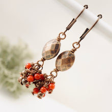 Load image into Gallery viewer, TN Coral Cluster Hammered Bead Earrings (Copper)