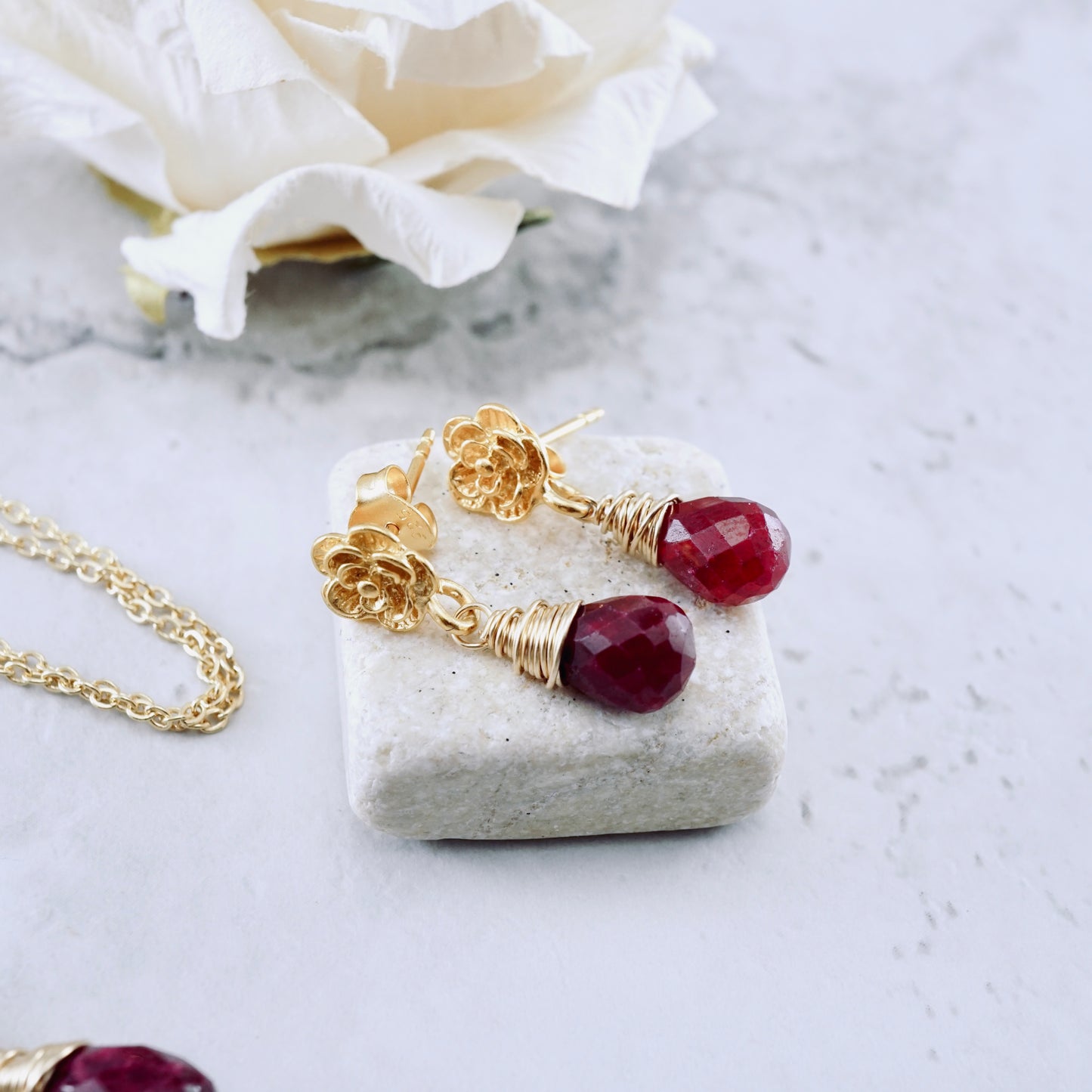 Natural Ruby Drop Pendant