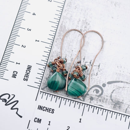 Malachite Long Drop Earrings