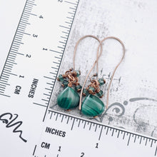 Load image into Gallery viewer, TN Malachite Long Drop Earrings (Copper)