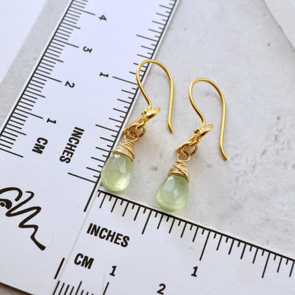 Ladybug Prehnite Drop Earrings
