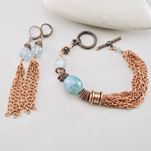 Load image into Gallery viewer, TN Boho Shoulder Duster Blue Quartz Earrings (Copper)
