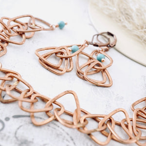 TN Interlocking Triangle Turquoise Hoop Earrings (Copper)