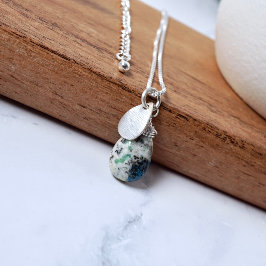 Petite K2 Jasper & Silver Drop Pendant