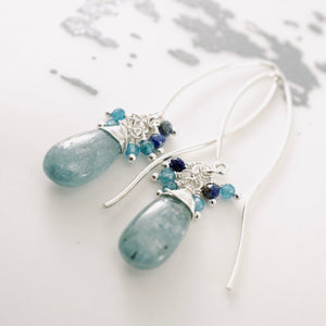 TN Blue Kyanite & Apatite Long Earrings (SS)
