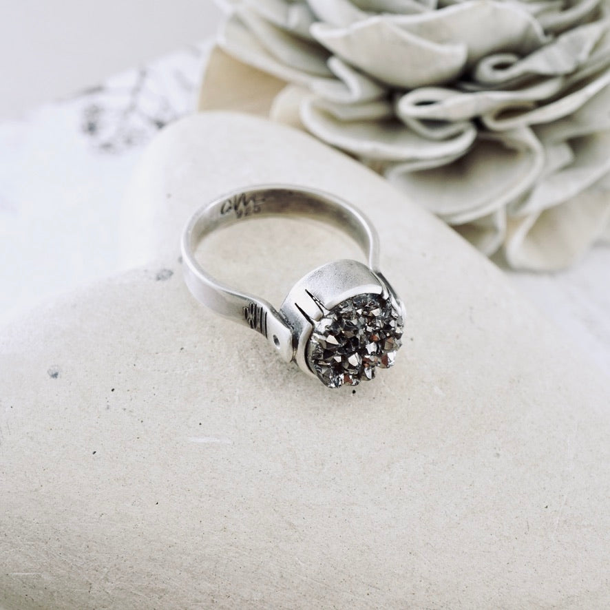 Gray Druzy Statement Ring (Size: 8)