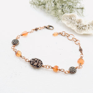TN Copper Flower Carnelian Bracelet (Copper)