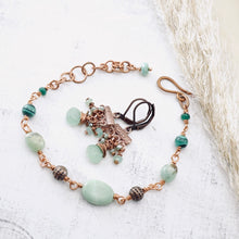 Load image into Gallery viewer, TN Green Chrysoprase &amp; Malachite Copper Bracelet (Adjustable)