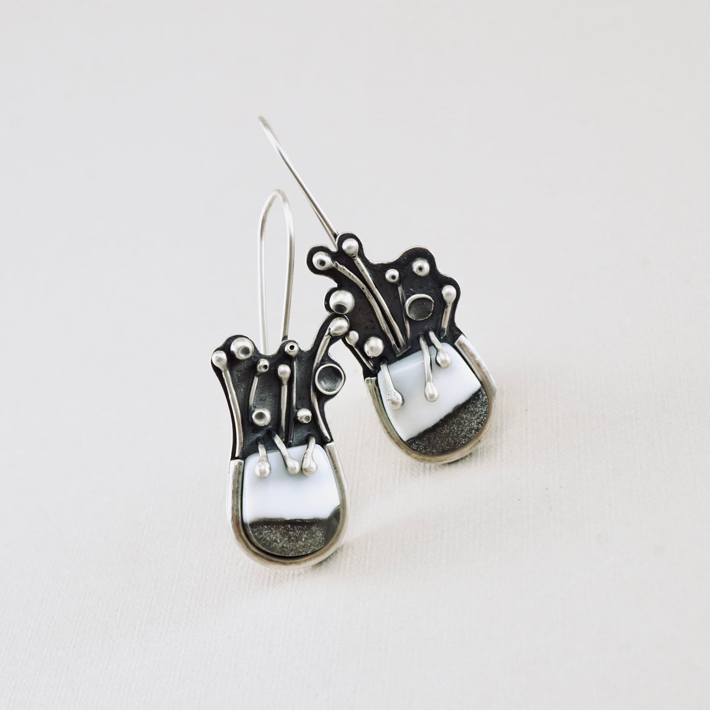 Blue Opal Flower Pot Earrings