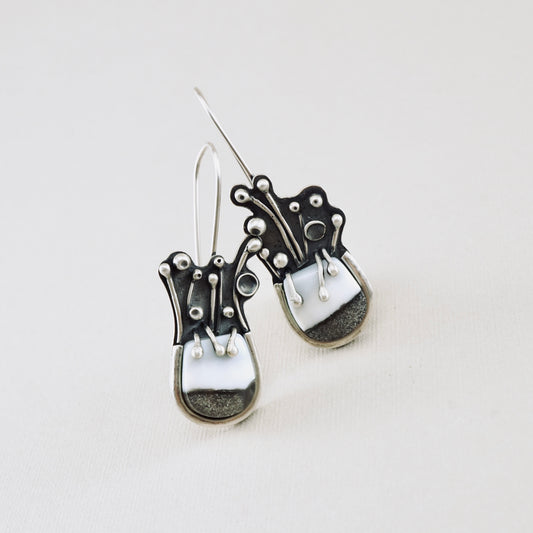 Blue Opal Flower Pot Earrings