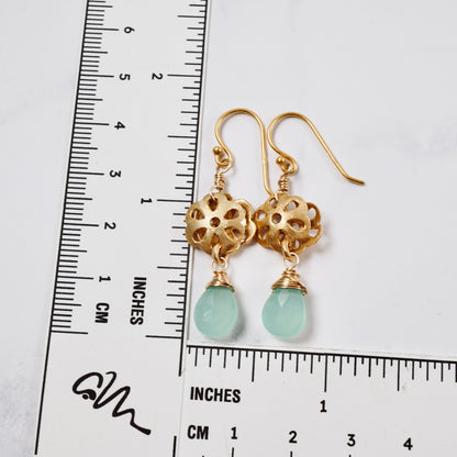 Green Chalcedony Double Blossom Earrings