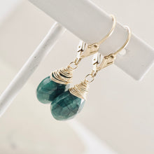 Load image into Gallery viewer, TN Natural Emerald Faceted Drop Earrings (GF)