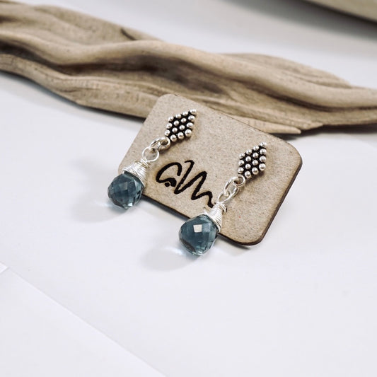 London Blue Topaz Drop Stud Earrings