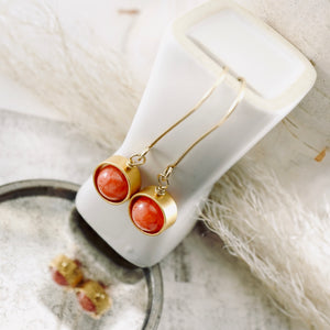TN Pink Jade Globe Earrings (Gold-filled)