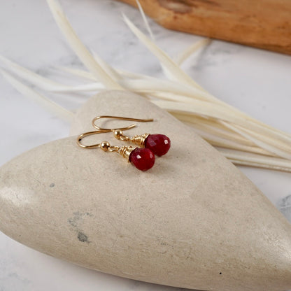 Natural Petite Ruby Drop Earrings
