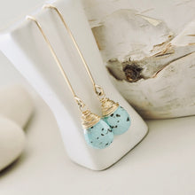 Load image into Gallery viewer, TN Natural Turquoise Long Drop Earrings (Gold-filled)