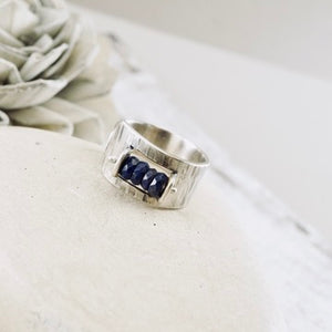 AM Lapis Bark Band Ring - Size 7