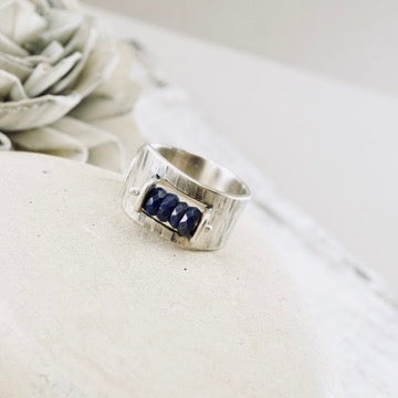 AM Lapis Bark Band Ring - Size 7